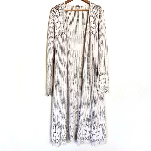 Free People Sweaters - {Free People} Crochet Knit Maxi Duster Cardigan